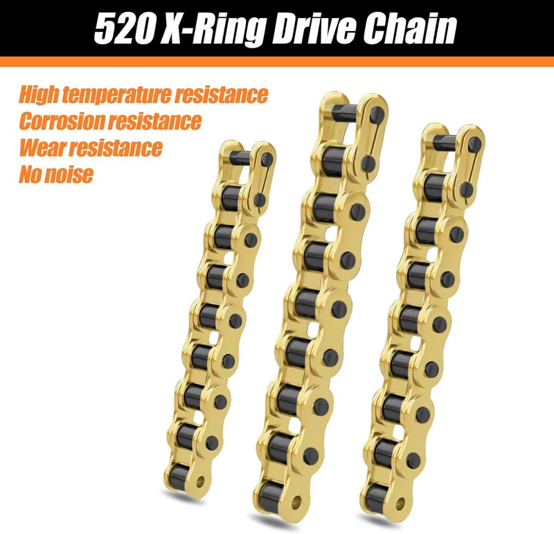 MINSTAR 520 Chain 108 Links With Connecting Master Link, X-Ring Gold - Image 3